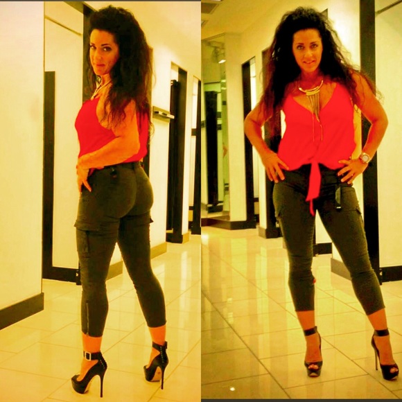 bebe Other - THIS ENTIRE OUTFIT FOR SALE! NWOT BEBE. Red top, stretch cargos and black heels